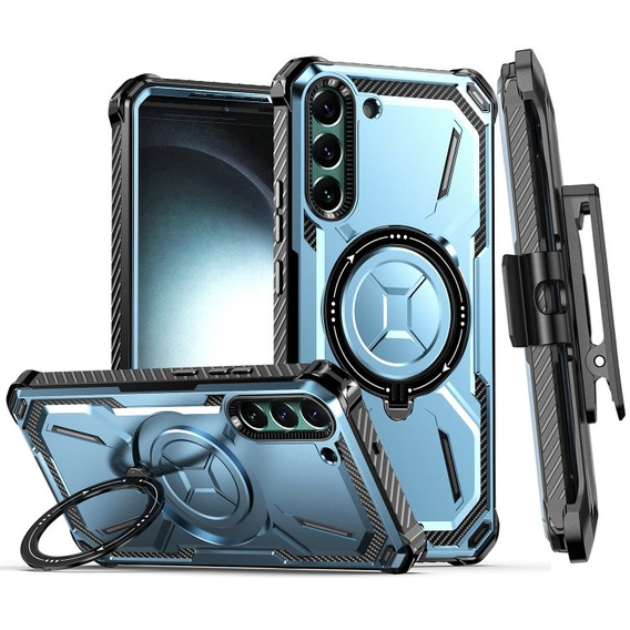Obal na mobil pre Samsung Galaxy S23 Plus, Heavy Duty Ring Belt Clip, modré