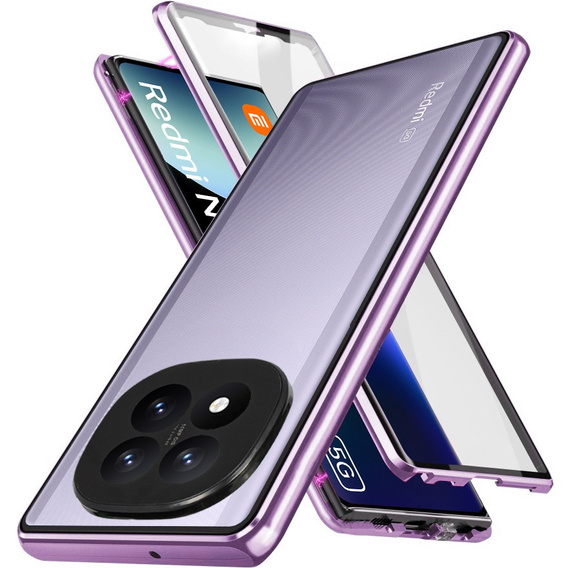 Puzdro pre Xiaomi Redmi Note 14 Pro, Magnetic Dual Glass, fialové