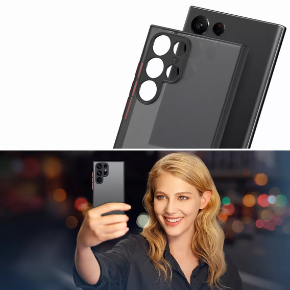 Silikónové puzdro pre Samsung Galaxy S25 Ultra, s ochranou fotoaparátu, transparentné / čierne + tvrdené sklo 9H