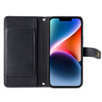 Klapkové puzdro pre iPhone 15 Pro, Wallet Zipper Pocket, čierne