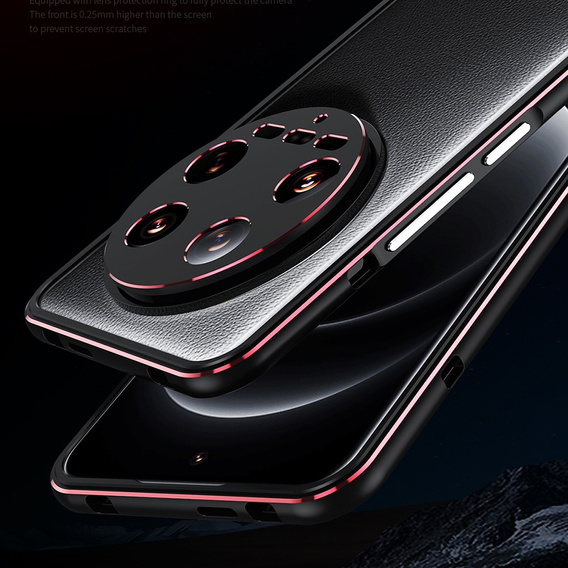 Puzdro pre Xiaomi 14 Ultra, Armor Bumper, s krytom objektívu, čierna / červená