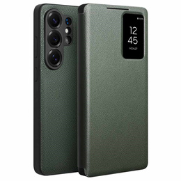 Kožené puzdro Qialino View Window pre Samsung Galaxy S26 Ultra, zelené