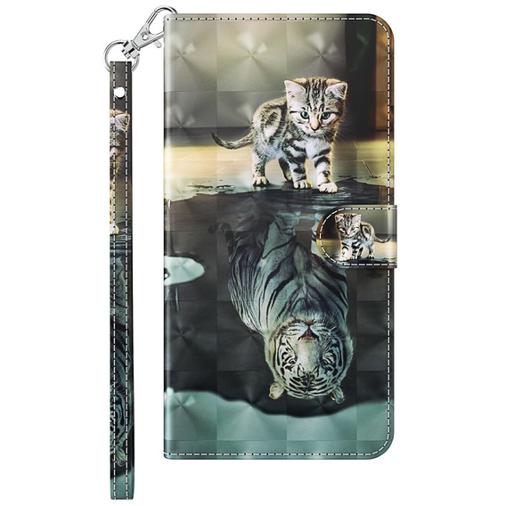 Klapkové puzdro pre Samsung Galaxy A14 4G/5G, Wallet, Cat & Tiger, sivé