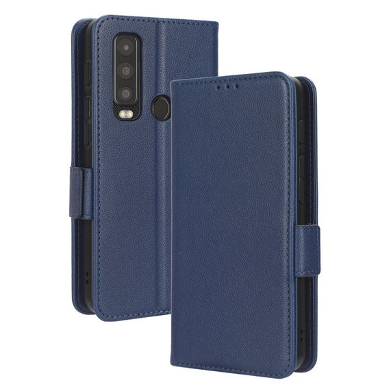 Klapkové puzdro pre Cat S75 5G, Wallet Litchi Magnet, tmavomodré