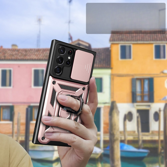 Obal na mobil pre Samsung Galaxy S23 Ultra, CamShield Slide, ružové rose gold