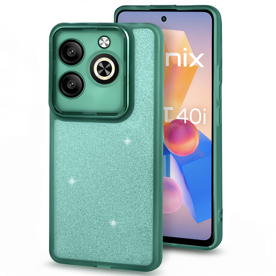 Obal na mobil pre Infinix Hot 40i, Glittery Powder, zelený