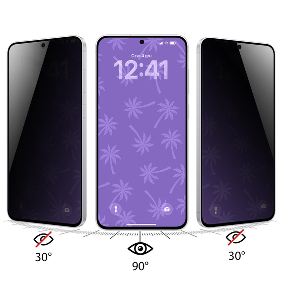 Tmavé sklo na ochranu súkromia Shy Palm pre Samsung Galaxy S24