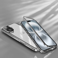Puzdro pre iPhone 16, Magnetic Dual Glass, strieborné
