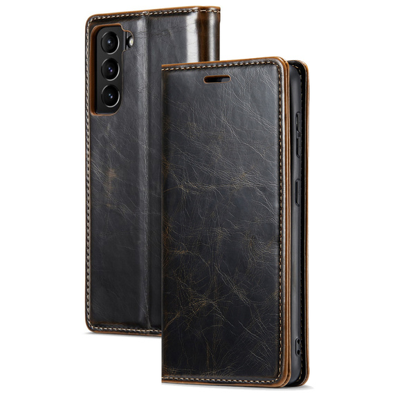 Klapkové puzdro pre Samsung Galaxy S23, ERBORD Waxy Wallet, hnedé