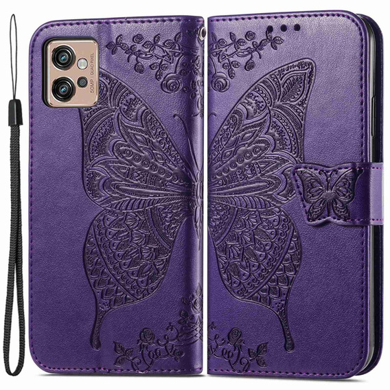 Klapkové puzdro pre Motorola Moto G32, Butterfly, fialové