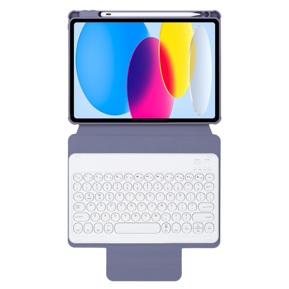 Puzdro s klávesnicou pre iPad 11" 2025 A16 (11 gen.) / iPad 10.9" 2022 (10 gen.), Rotary 360° Leather, fialové