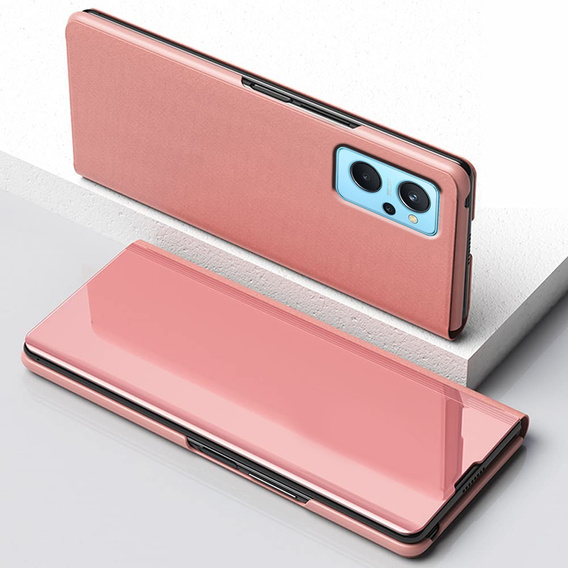 Obal na mobil pre Realme 9i / Oppo A96, Clear View, ružové rose gold