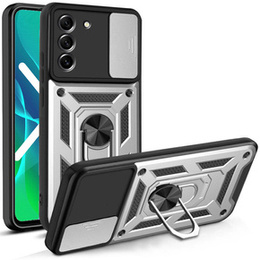 Obal na mobil pre Samsung Galaxy S21 FE, CamShield Slide, strieborné