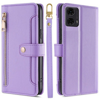 Klapkové puzdro pre Motorola Moto G04 / G24 / G24 Power, Wallet Zipper Pocket, fialové