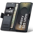 Puzdro pre Samsung Galaxy S25 Ultra, ERBORD Glossy Litchi, flipová peňaženka, čierne