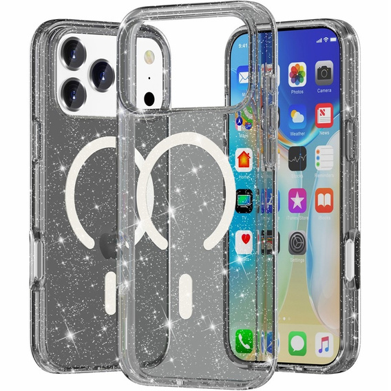 Puzdro pre iPhone 17 Pro Max, pre MagSafe, trblietavé - priesvitné čierne