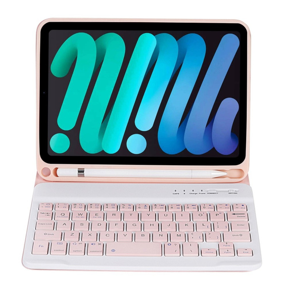 Puzdro s bluetooth klávesnicou pre iPad mini 8.3" 2021 (6 gen.) / iPad mini 8.3" 2024 (7 gen.), ružové