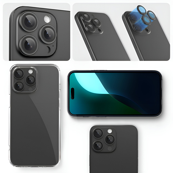 ERBORD OPTIK Pro tvrdené sklo pre fotoaparát iPhone 16 Pro / 16 Pro Max, čierne