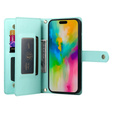 Klapkové puzdro pre iPhone 16 Pro Max, Wallet Zipper Pocket, zelený