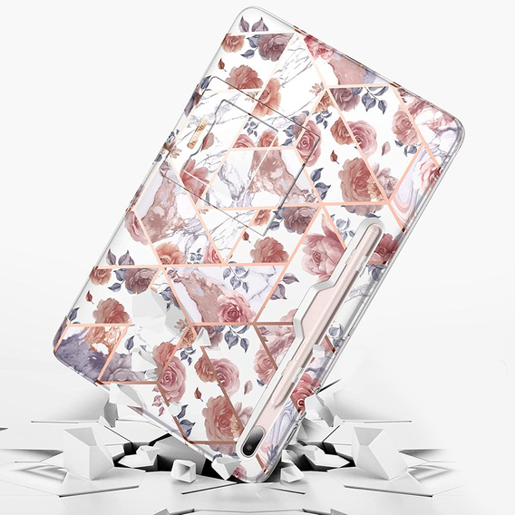 Obal na mobil pre Samsung Galaxy Tab S7 FE, Suritch Full Body Marble, ružové