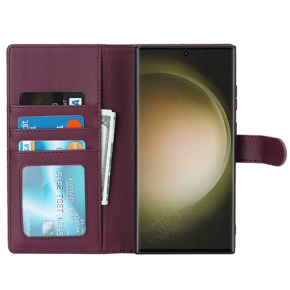 Puzdro s chlopňou pre Samsung Galaxy S23 Ultra, peňaženkové, pre MagSafe, bordové