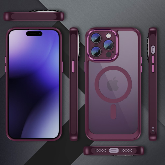 Puzdro pre iPhone 15 Pro Max, ERBORD Impact Guard, MagSafe, bordové