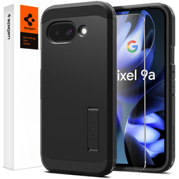 Puzdro Spigen pre Google Pixel 9A, Tough Armor Mag MagSafe, čierne + tvrdené sklo 9H