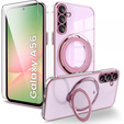 Magnetické puzdro pre Samsung Galaxy A56, pre MagSafe, ružové + sklo 9H