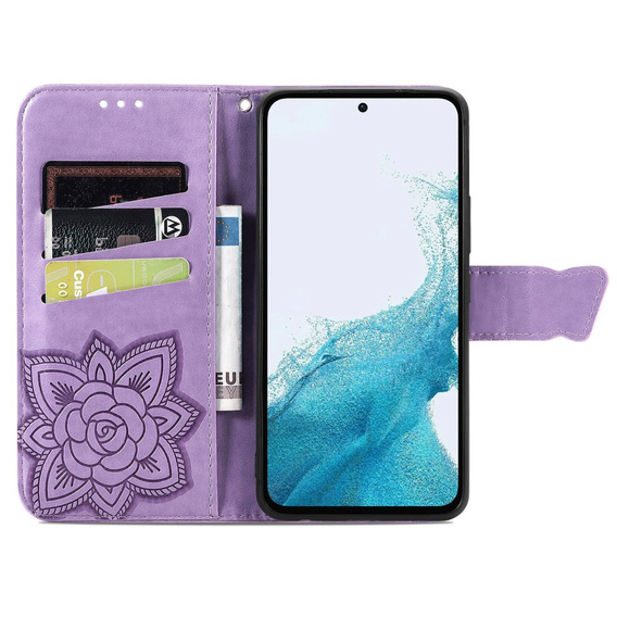 Puzdro s chlopňou pre Samsung Galaxy A17 5G, peňaženkové, Butterfly, fialové