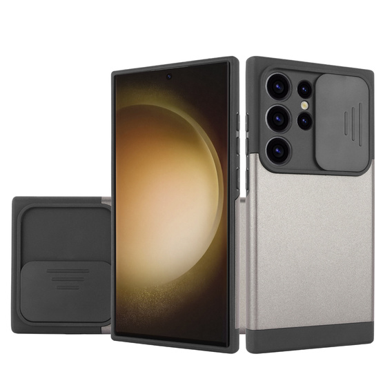 Obal na mobil pre Samsung Galaxy S24 Ultra, ERBORD MagProtect Slide Camera, sivé gunmetal