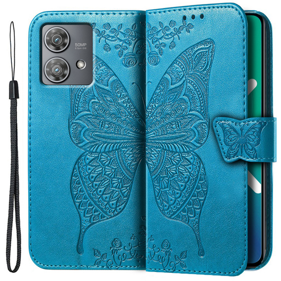 Klapkové puzdro pre Motorola Edge 40 Neo, Butterfly, modré