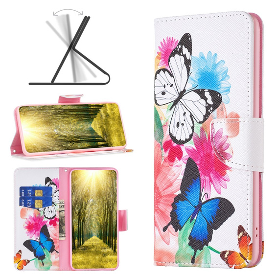 Klapkové puzdro pre Samsung Galaxy A35 5G, Wallet, Butterflies biele