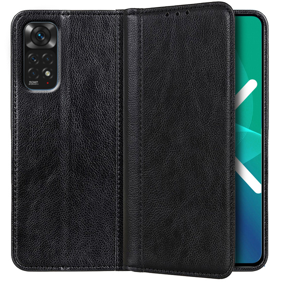 Obal na mobil pre Xiaomi Redmi Note 11/11S, Wallet Litchi Leather, čierne