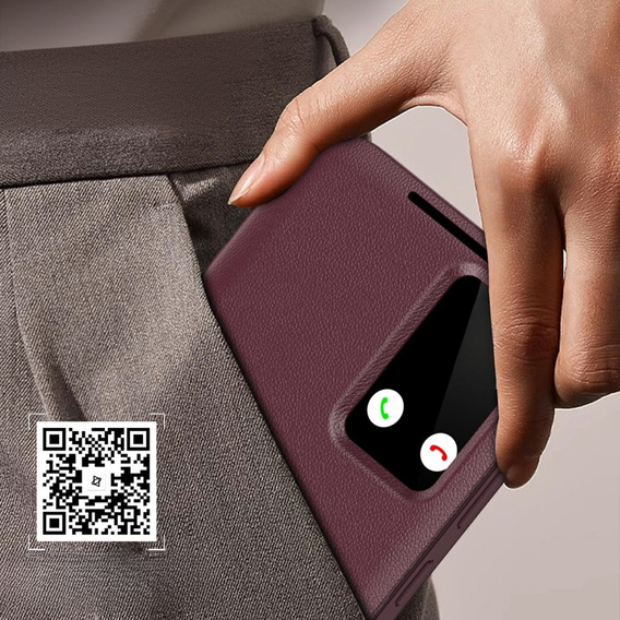 Flipové puzdro pre Samsung Galaxy S25 Edge, Smart View Wallet, bordové
