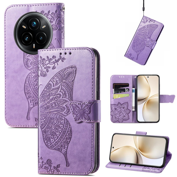 Klapkové puzdro pre Realme 14 Pro 5G, Butterfly, fialové