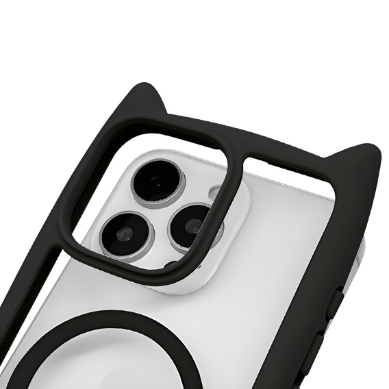 Puzdro pre iPhone 16 Pro Max, pre MagSafe, Cute Cat, čierne + sklo na displej