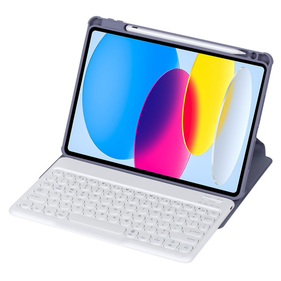 Puzdro s klávesnicou pre iPad 11" 2025 A16 (11 gen.) / iPad 10.9" 2022 (10 gen.), Rotary 360° Leather, fialové