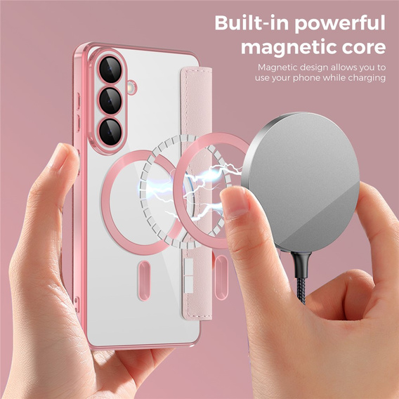 RFID peňaženka MagSafe Flip Case s ochranou fotoaparátu pre Samsung Galaxy S26, ružová