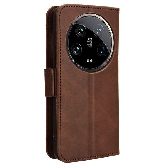 Klapkové puzdro pre Xiaomi 14 Ultra, Card Slot, hnedé