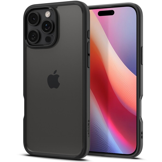 Puzdro Spigen pre iPhone 16 Pro Max, Ultra Hybrid, transparentné / čierne + tvrdené sklo 9H
