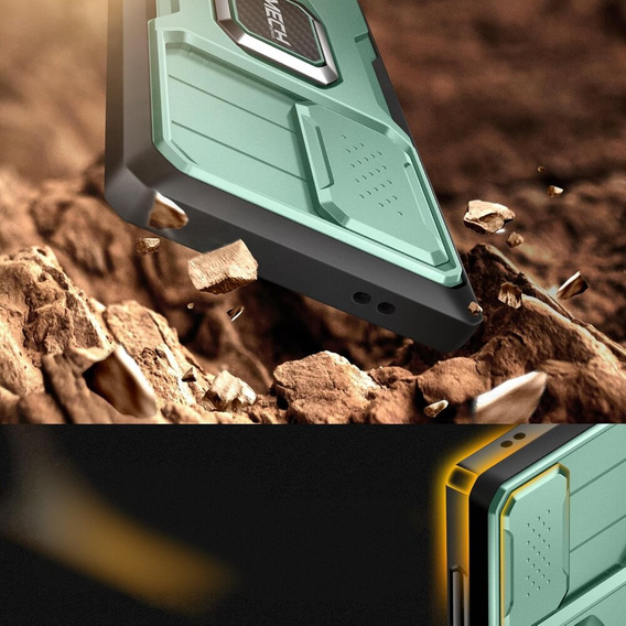 Puzdro pre Samsung Galaxy S24 Ultra, séria Tongate MECH so stojanom, svetlozelené