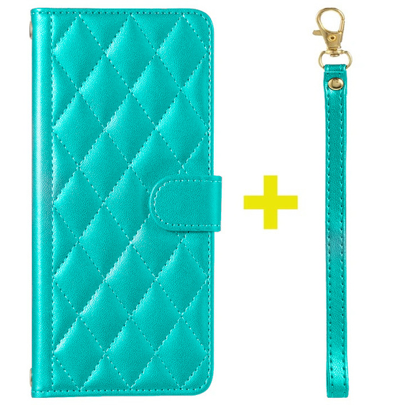 Puzdro s chlopňou pre Samsung Galaxy A16, Rhombus Crossbody Leather, zelený