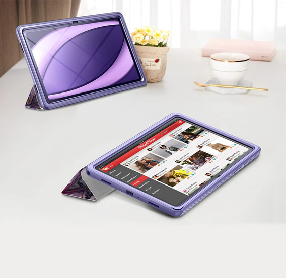 Obal na mobil pre Samsung Galaxy Tab A7, Suritch Full Body Basic Marble, fialové