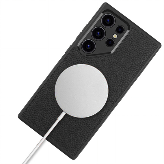 Kožené puzdro pre Samsung Galaxy S24 Ultra, ERBORD LeatherGuard MagSafe, čierne