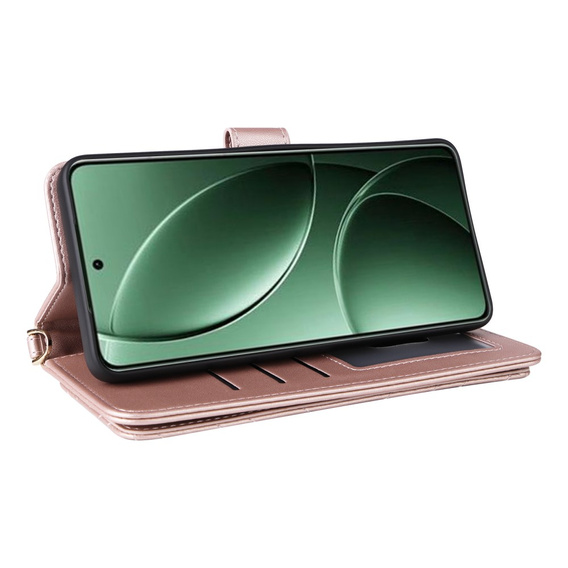 Puzdro s chlopňou pre Xiaomi Poco F7 Pro / F7 Ultra, Crossbody Leather Wallet, ružové