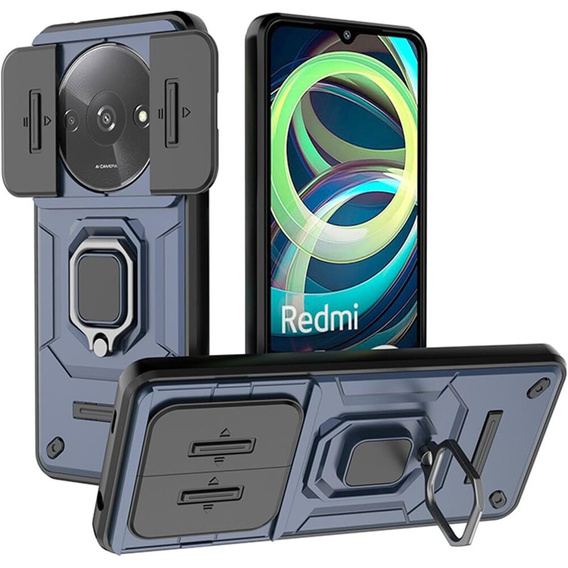 Puzdro pre Xiaomi Redmi A3, KickStand Camera Lens, modré
