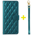 Puzdro s chlopňou pre Samsung Galaxy A16, Rhombus Crossbody Leather, zelený