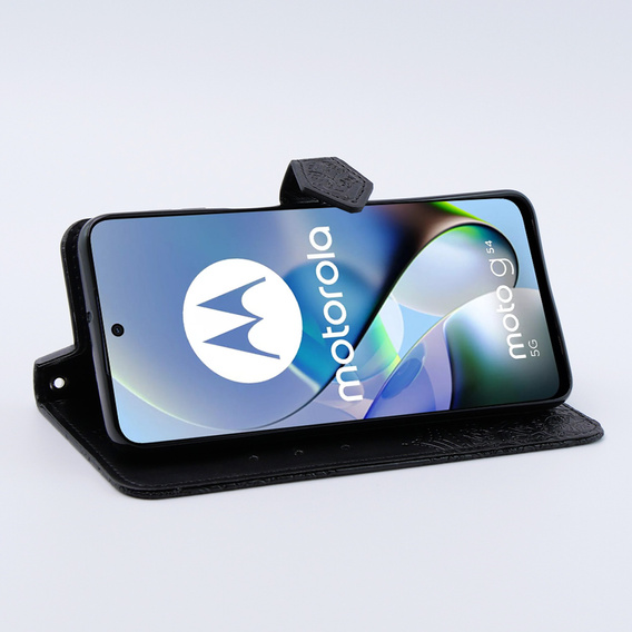 Klapkové puzdro pre Motorola Moto G54 5G, Mandala, čierne