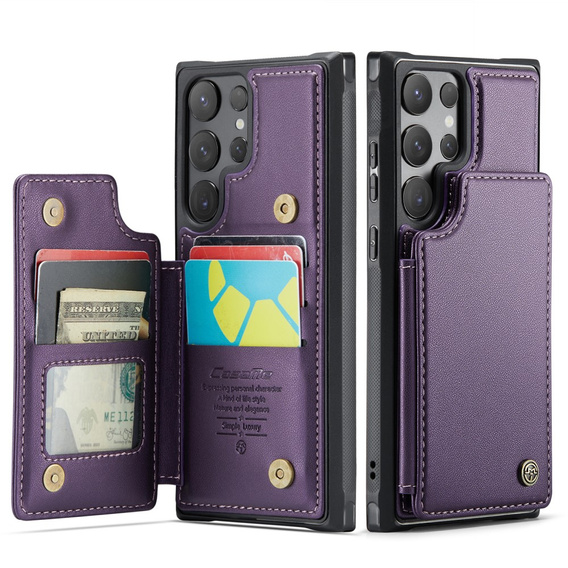 CASEME flipové puzdro pre Samsung Galaxy S25 Ultra, Litchi Wallet, fialové