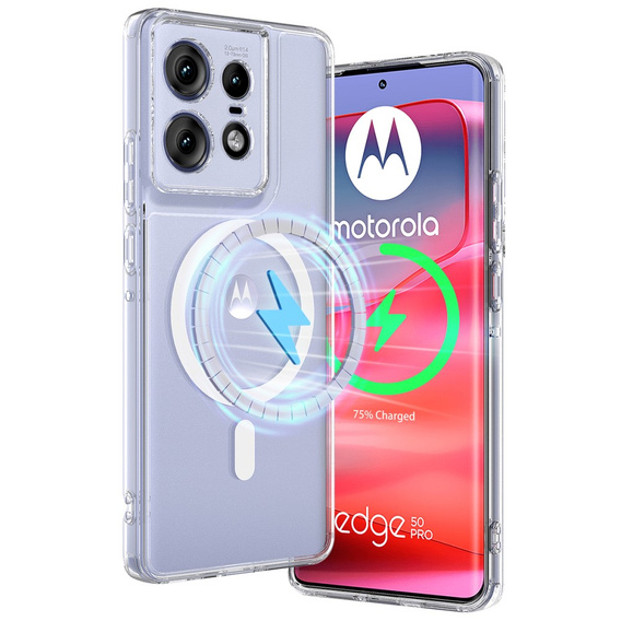 Puzdro pre Motorola Edge 50 Pro, Fusion Hybrid, pre MagSafe, priehľadné